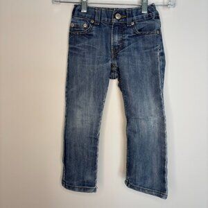 LEVI'S 514 Slim Straight Adjustable Waist Boy 3T Denim 5Pocket showing some wear